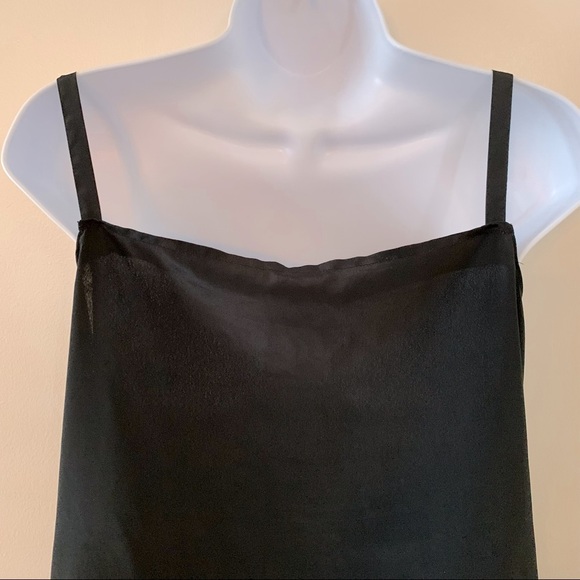 Chagall Black Camisole Sz 10 Floral Lace Trim - Picture 4 of 14